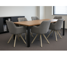 Комплект стульев обеденных Осло М-235 (6 шт.) с подлокотниками, для столовой, кухни, ткань фактурная Серый агат/капучино, 850х600х610 мм