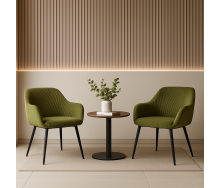 Комплект стульев обеденных Линн М-240 (2 шт.) с подлокотниками, для столовой, кухни, вельвет Игуана/черный, 850х580х580 мм