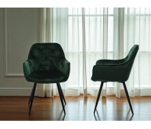 Комплект обеденных стульев Арис М-65 (2 шт.) с подлокотниками, велюр Изумруд/черный, для кухни, столовой 860×580×590 мм