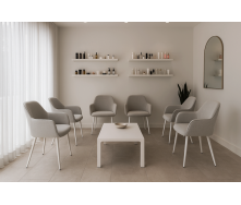 Комплект стульев обеденных Терра М-220 (6 шт.) с подлокотниками, мохер Устричный/белый, для кухни, столовой, 830×550×580 мм