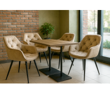 Комплект обеденных стульев Арис М-65 (4 шт.) с подлокотниками, велюр Капучино/черный, для кухни, столовой, 860×580×590 мм