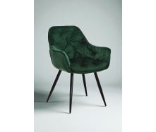 Стул обеденный Арис М-65 с подлокотниками, для кухни, столовой, кафе велюр Изумруд/черный, 860х580х590 мм