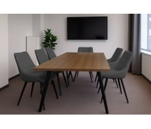 Комплект обеденных стульев Милано М-75 (6 шт.), кожзам Серый/черный, для кухни, столовой, кафе, 890×510×605 мм