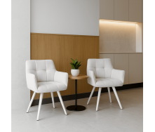 Комплект стульев обеденных Осло М-235 (2 шт.) с подлокотниками, для столовой, кухни, ткань фактурная Нежно белый/белый, 850х600х610 мм