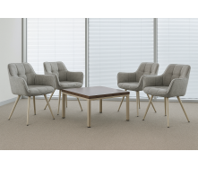 Комплект стульев обеденных Осло М-235 (4 шт.) с подлокотниками, для столовой, кухни, ткань фактурная Серый агат/капучино, 850х600х610 мм