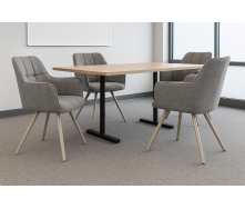 Комплект стільців обідніх Осло М-235 (4 шт.) з підлокітниками, для їдальні, кухні, фактурна тканина Сірий агат/капучино, 850х600х610 мм