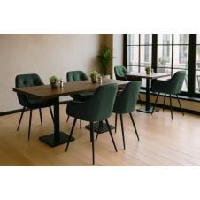 Комплект обідніх стільців Аріс М-65 (6 шт.) з підлокітниками, велюр Смарагд/чорний, для кухні, їдальні 860×580×590 мм