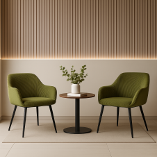 Комплект стільців обідніх Лінн М-240 (2 шт.) з підлокітниками, для їдальні, кухні, вельвет Ігуана/чорний, 850х580х580 мм.