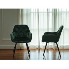 Комплект обідніх стільців Аріс М-65 (2 шт.) з підлокітниками, велюр Смарагд/чорний, для кухні, їдальні 860×580×590 мм