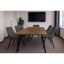 Комплект обідніх стільців Мілано М-75 (6 шт.), шкірзам Сірий/чорний, для кухні, їдальні, кафе, 890×510×605 мм