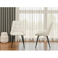 Комплект обідніх стільців Мілано М-75 (2 шт.), шкірзам Айворі/чорний, для кухні, їдальні, кафе, 890×510×605 мм