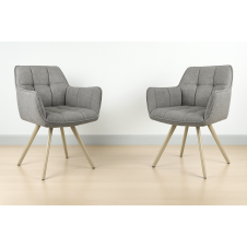 Комплект стільців обідніх Осло М-235 (2 шт.) з підлокітниками, для їдальні, кухні, фактурна тканина Сірий агат/капучино, 850х600х610 мм