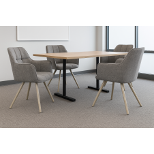 Комплект стільців обідніх Осло М-235 (4 шт.) з підлокітниками, для їдальні, кухні, фактурна тканина Сірий агат/капучино, 850х600х610 мм