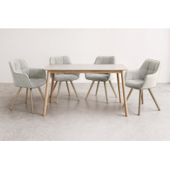 Комплект стільців обідніх Осло М-235 (4 шт.) з підлокітниками, для їдальні, кухні, тканина фактурна Папірус/капучино, 850х600х610 мм Житомир