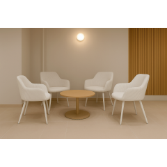 Стілець обідній Лінн М-240 з підлокітниками, для їдальні, кухні, кафе, салону, вельвет Білий антик/білий, 850х580х580 мм Кропивницький