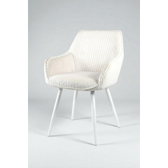 Комплект стульев обеденных Линн М-240 (6 шт.) с подлокотниками, для столовой, кухни, вельвет Белый антик/белый, 850х580х580 мм Миргород