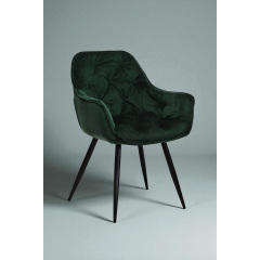 Комплект обеденных стульев Арис М-65 (4 шт.) с подлокотниками, велюр Изумруд/черный, для кухни, столовой, 860×580×590 мм Миргород