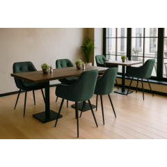 Комплект обеденных стульев Арис М-65 (6 шт.) с подлокотниками, велюр Изумруд/черный, для кухни, столовой, 860×580×590 мм Лубны