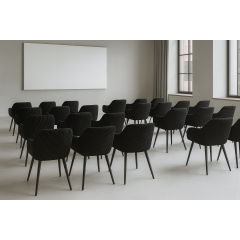 Комплект стульев обеденных Линн М-240 (6 шт.) с подлокотниками, для столовой, кухни, вельвет Черный/черный, 850х580х580 мм Кременец