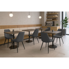 Комплект обідніх стільців Мілано М-75 (4 шт.), шкірзам Сірий/чорний, для кухні, їдальні, кафе, 890×510×605 мм Житомир