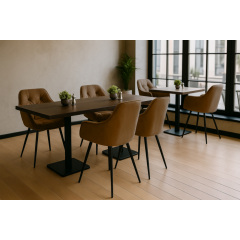 Комплект обеденных стульев Арис М-65 (6 шт.) с подлокотниками, велюр Коричневый/черный, для кухни, столовой, 860×580×590 мм Киев