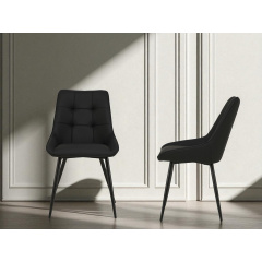 Комплект обідніх стільців Мілано М-75 (4 шт.), шкірзам Чорний/чорний, для кухні, їдальні, кафе, 890×510×605 мм Кропивницький