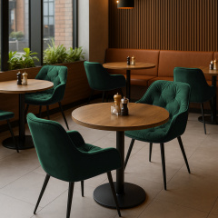 Комплект обідніх стільців Аріс М-65 (2 шт.) з підлокітниками, велюр Смарагд/чорний, для кухні, їдальні 860×580×590 мм Кропивницький