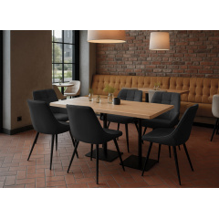 Комплект обідніх стільців Мілано М-75 (6 шт.), шкірзам Чорний/чорний, для кухні, їдальні, кафе, 890×510×605 мм Кропивницький