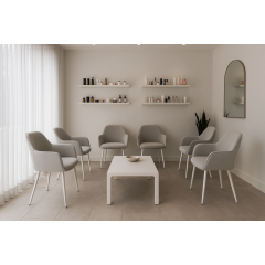 Комплект стульев обеденных Терра М-220 (6 шт.) с подлокотниками, мохер Устричный/белый, для кухни, столовой, 830×550×580 мм Лосиновка