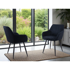 Комплект стульев обеденных Линн М-240 (4 шт.) с подлокотниками, для столовой, кухни, вельвет Черный/черный, 850х580х580 мм Киев