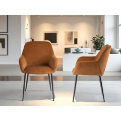 Комплект стульев обеденных Терра М-220 (6 шт.) с подлокотниками, мохер Карамель/черный, для кухни, столовой, 830×550×580 мм Васильевка