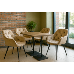 Комплект обеденных стульев Арис М-65 (4 шт.) с подлокотниками, велюр Капучино/черный, для кухни, столовой, 860×580×590 мм Кременец