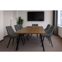 Комплект обідніх стільців Мілано М-75 (6 шт.), шкірзам Сірий/чорний, для кухні, їдальні, кафе, 890×510×605 мм Кропивницький