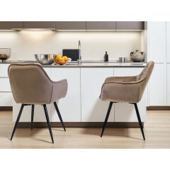 Комплект обеденных стульев Арис М-65 (2 шт.) с подлокотниками, велюр Капучино/черный, для кухни, столовой, 860×580×590 мм Новониколаевка