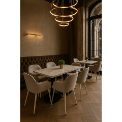 Стул обеденный с подлокотниками Терра М-220, для кухни, столовой, мохер Макадамия/капучино, 830х550х580 мм Киев