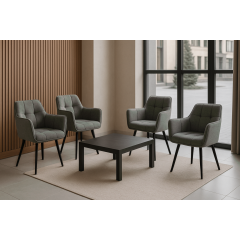 Комплект стульев обеденных Осло М-235 (4 шт.) с подлокотниками, для столовой, кухни, ткань фактурная Графит/черный, 850х600х610 мм Александрия