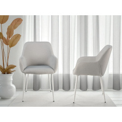 Комплект обеденных стульев Терра М-220 (2 шт.) с подлокотниками, мохер Устричный/белый, для кухни, столовой, 830×550×580 мм Александрия