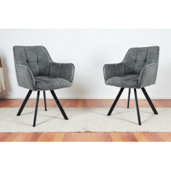 Комплект стульев обеденных Осло М-235 (2 шт.) с подлокотниками, для столовой, кухни, ткань фактурная Графит/черный, 850х600х610 мм Березно