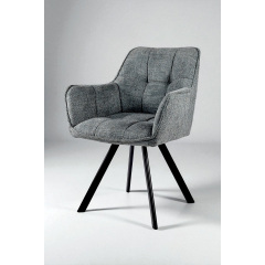 Комплект стульев обеденных Осло М-235 (2 шт.) с подлокотниками, для столовой, кухни, ткань фактурная Графит/черный, 850х600х610 мм Березно