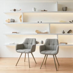 Комплект стульев обеденных Осло М-235 (2 шт.) с подлокотниками, для столовой, кухни, ткань фактурная Серый агат/капучино, 850х600х610 мм Дубно