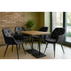 Стул обеденный Арис М-65 с подлокотниками, для кухни, столовой, кафе велюр Серый/черный, 860х580х590 мм Городок