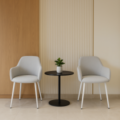 Комплект стульев обеденных Терра М-220 (4 шт.) с подлокотниками, мохер Устричный/белый, для кухни, столовой, 830×550×580 мм Дзензелевка