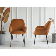 Комплект стульев обеденных Терра М-220 (4 шт.) с подлокотниками, мохер Карамель/черный, для кухни, столовой, 830×550×580 мм Мукачево