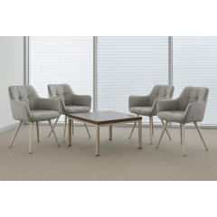 Комплект стульев обеденных Осло М-235 (4 шт.) с подлокотниками, для столовой, кухни, ткань фактурная Серый агат/капучино, 850х600х610 мм Боярка