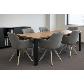 Комплект стульев обеденных Осло М-235 (6 шт.) с подлокотниками, для столовой, кухни, ткань фактурная Серый агат/капучино, 850х600х610 мм