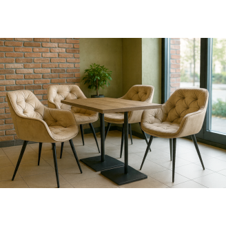 Комплект обеденных стульев Арис М-65 (4 шт.) с подлокотниками, велюр Капучино/черный, для кухни, столовой, 860×580×590 мм