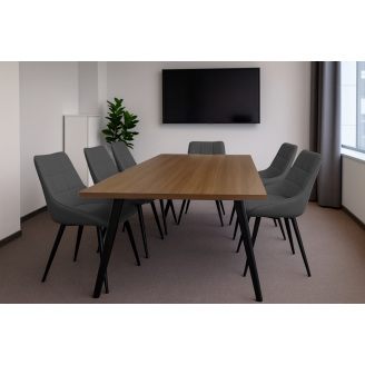 Комплект обеденных стульев Милано М-75 (6 шт.), кожзам Серый/черный, для кухни, столовой, кафе, 890×510×605 мм