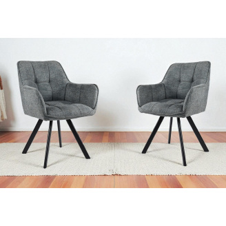 Комплект стульев обеденных Осло М-235 (2 шт.) с подлокотниками, для столовой, кухни, ткань фактурная Графит/черный, 850х600х610 мм