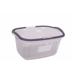 Корзина для белья с крышкой VIOLET HOUSE POWDER Виолетта 23,5х34х47 см Розовый (6481527) Ромны