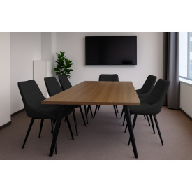 Комплект обідніх стільців Мілано М-75 (6 шт.), шкірзам Чорний/чорний, для кухні, їдальні, кафе, 890×510×605 мм